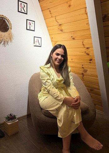 Sarı Bağlamalı Midi Kadın Elbise - Görsel 2