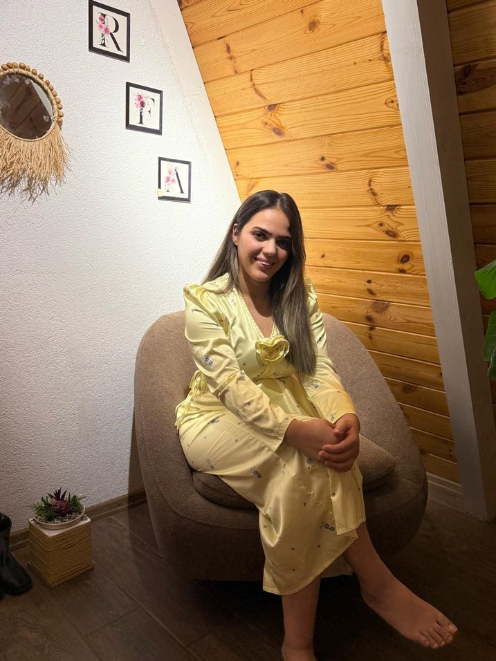 Sarı Bağlamalı Midi Kadın Elbise - Görsel 2