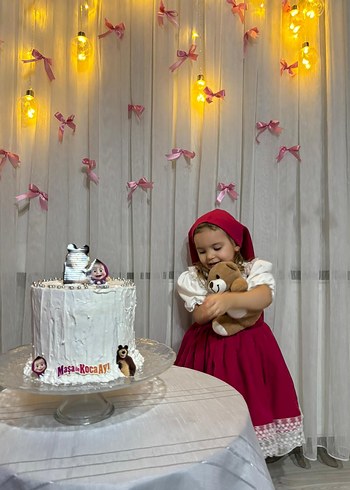 Kız Çocuk Bohem Kırmızı Kapüşonlu Elbise - Görsel 2