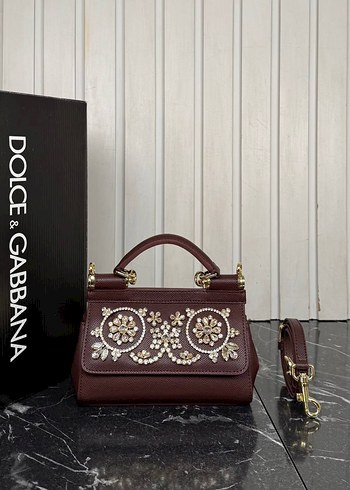 Dolce & Gabbana Bej Deri İşlemeli Boncuklu Kadın Çanta