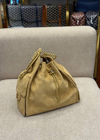 Chanel Zincir Detaylı Bej Süet Kadın Çanta