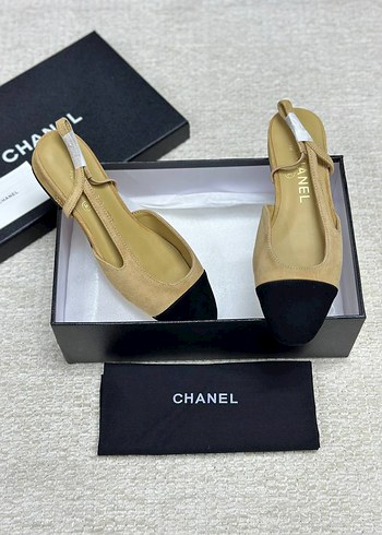 Chanel Bej Süet Kadın Topuklu Babet