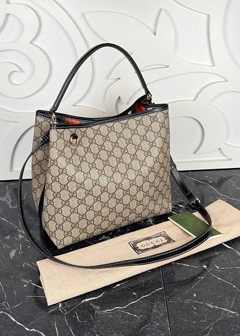 Gucci Kahverengi Baskılı Deri Kadın Çanta