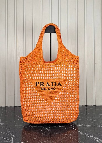 Beden Parlak Turuncu Örgü Prada Kadın Çanta