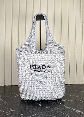 Prada Parlak Turuncu Örgü Prada Kadın Çanta