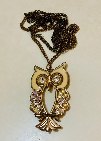 Renkli Taşlı Baykuş Kolye - Görsel 2