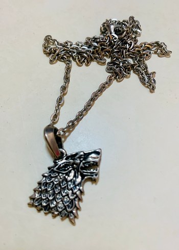 Gri Uzun Zincirli Gotik Kadın Kolye - Görsel 2