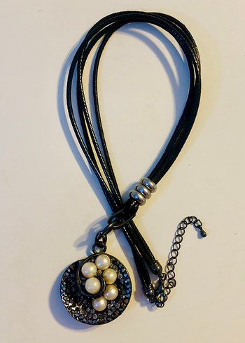 Bohem Siyah Boncuklu  inci detaylı Kolye - Görsel 2