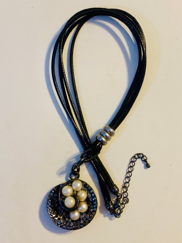 Bohem Siyah Boncuklu  inci detaylı Kolye - Görsel 2