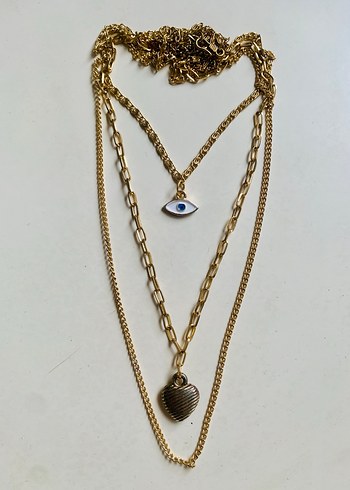 Altın Renkli Zincir Detaylı Mini Kadın Kolye - Görsel 3