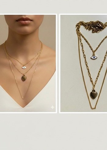 Altın Renkli Zincir Detaylı Mini Kadın Kolye - Görsel 2