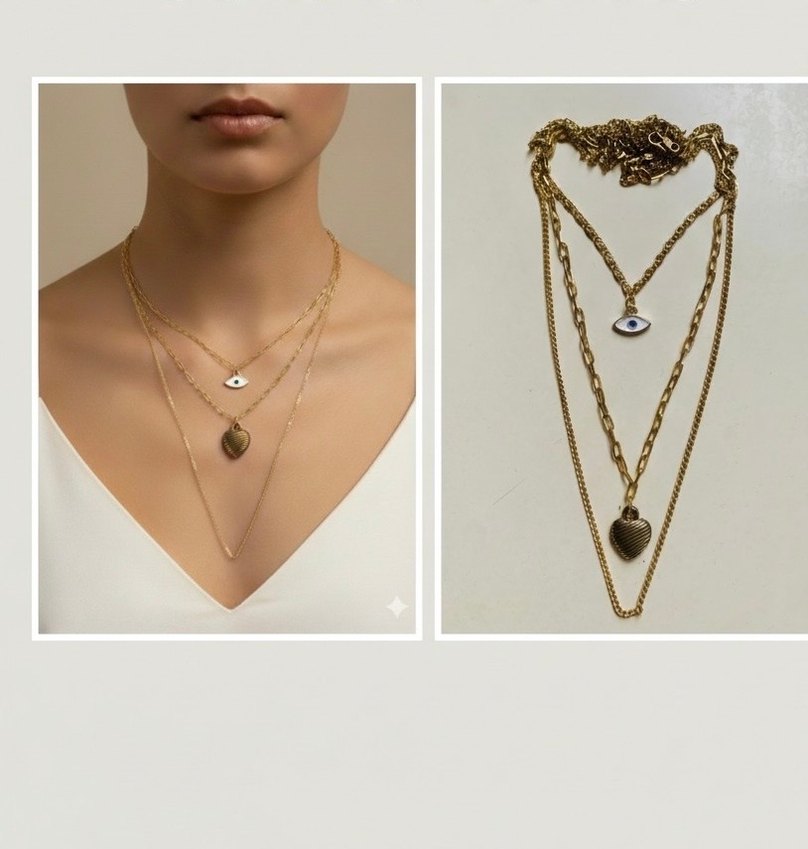 Altın Renkli Zincir Detaylı Mini Kadın Kolye - Görsel 2