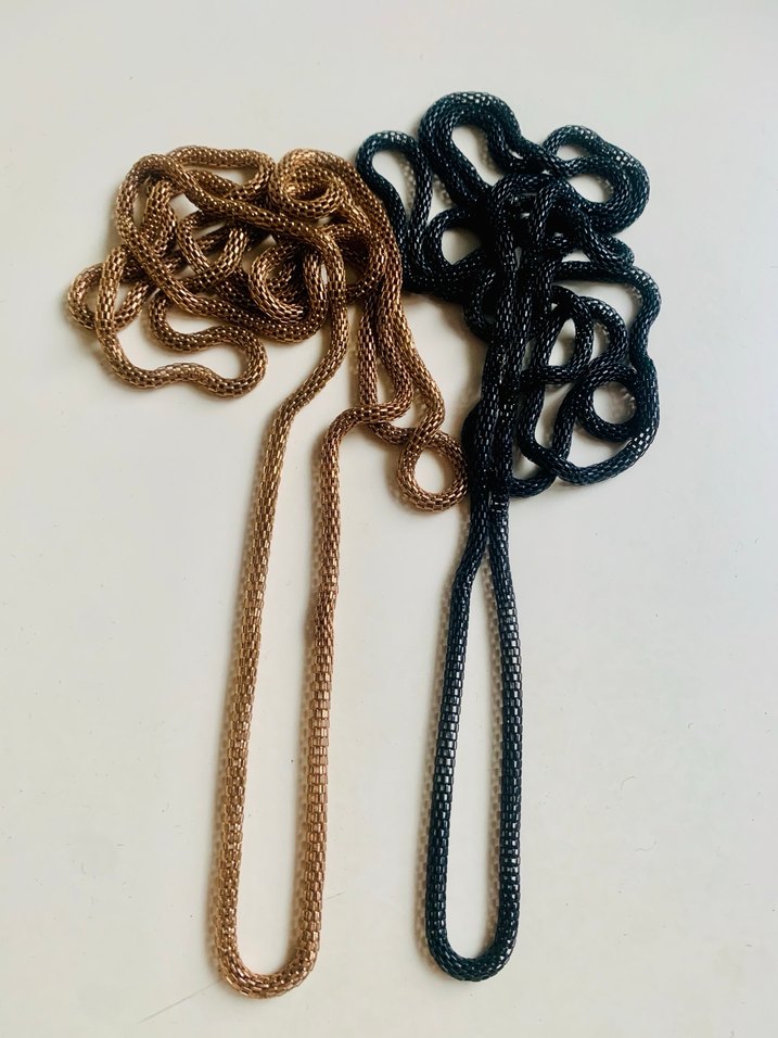 Uzun Desenli 2 adet Zincir Detaylı Kadın Kolye ve Bileklik - Görsel 2