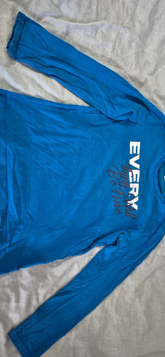 Erkek Çocuk Mavi Baskılı Uzun Kollu Tişört - Görsel 2