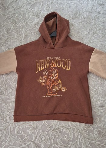 l Beden Kapüşonlu Uzun Kollu Sweatshirt