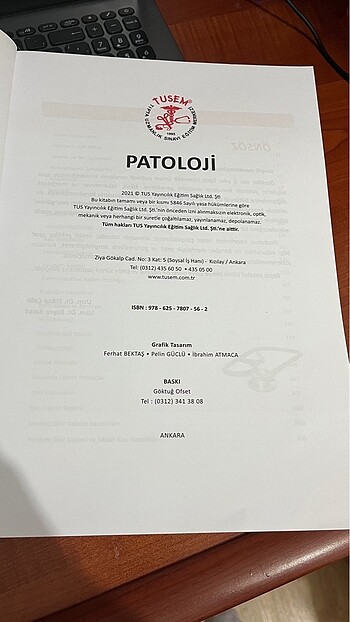  TUSEM PATOLOJİ KONU KİTABI