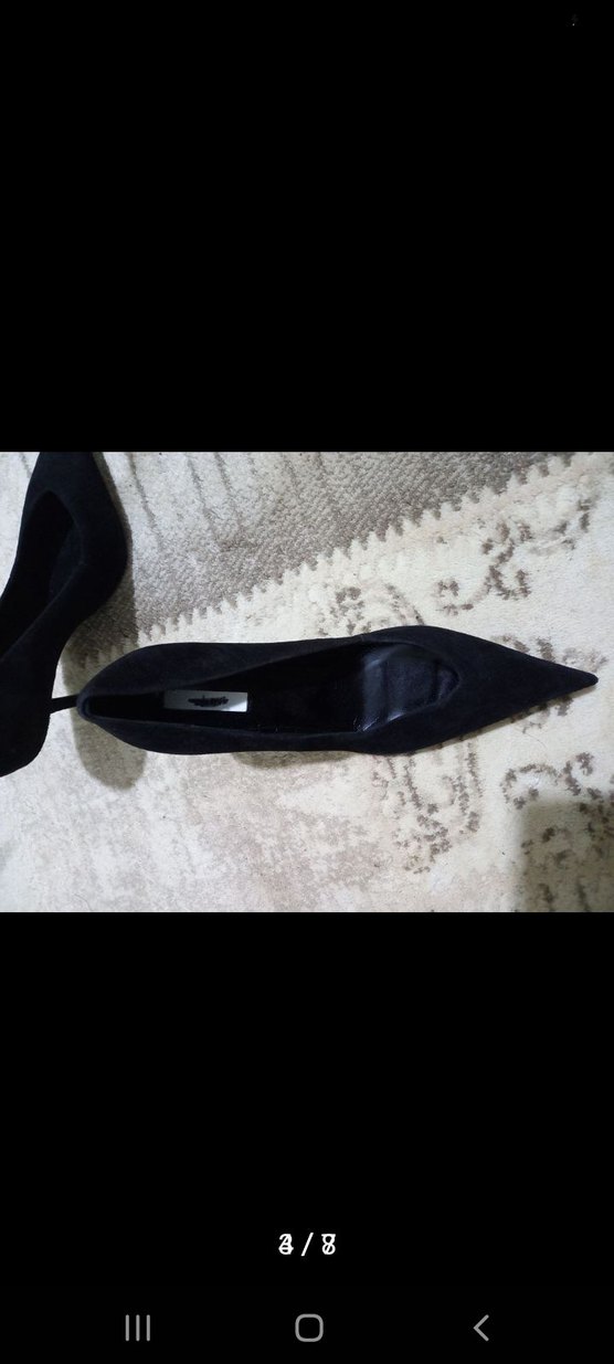 Siyah Süet Stiletto Topuklu Kadın Ayakkabı - Görsel 3