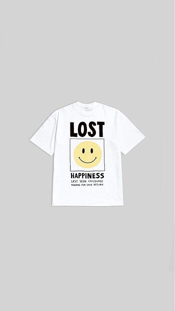 Oversize Hapiness Baskılı Unisex T-shirt