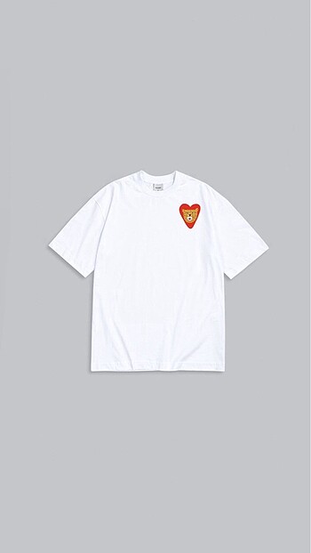 Oversize Kalp Baskılı Unisex T-shirt