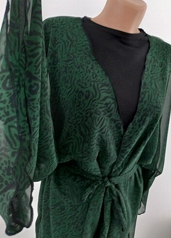 universal Beden yeşil Renk Siyah yeşil Kimono PAREO kaftan 