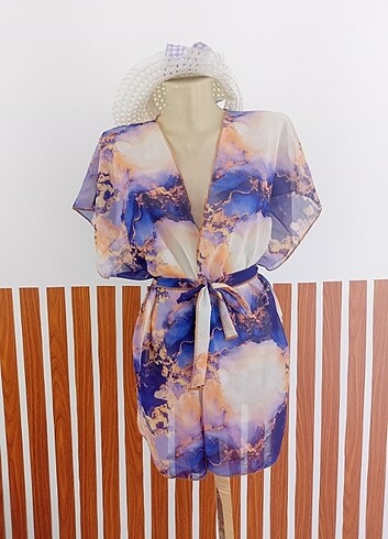 Rengarenk Şifon kimono pareo 