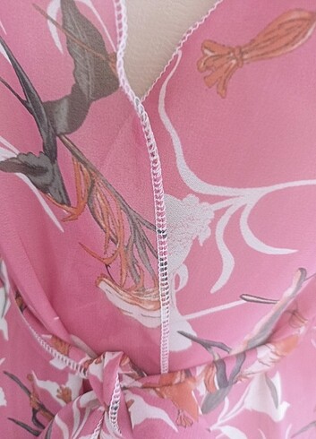 Tasarımcı Çiçek detaylı uzun şifon kaftan kimono pareo 
