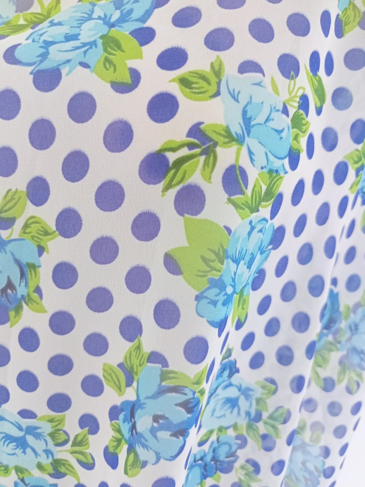 şifon Mavi Puantiyeli tesettür pareo haşema pareo - Görsel 3