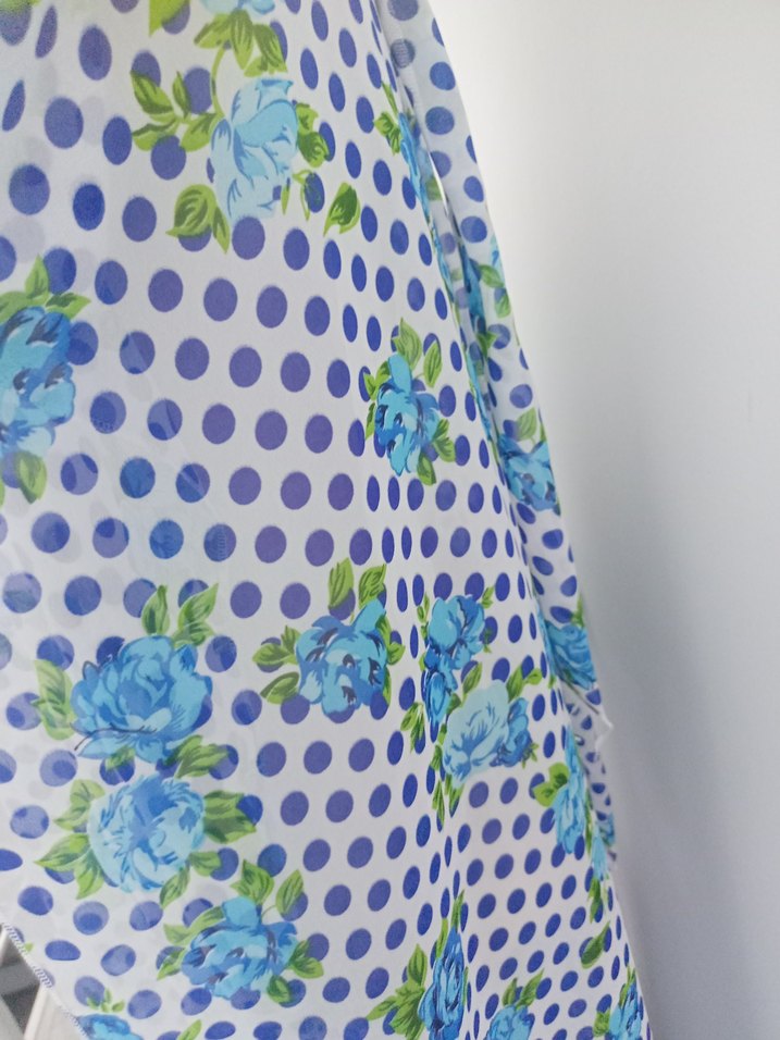 şifon Mavi Puantiyeli tesettür pareo haşema pareo - Görsel 4