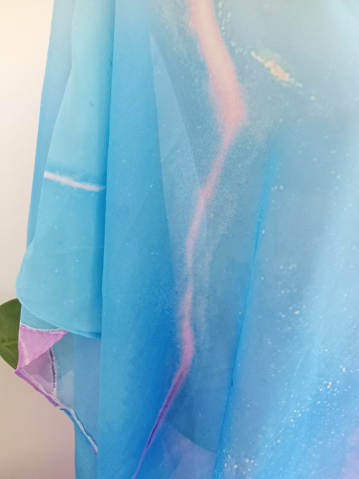 Mavi Mor Batik Desenli Uzun tesettür pareo haşema pareo - Görsel 2