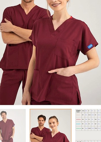 Bordo takım scrubs - Görsel 3