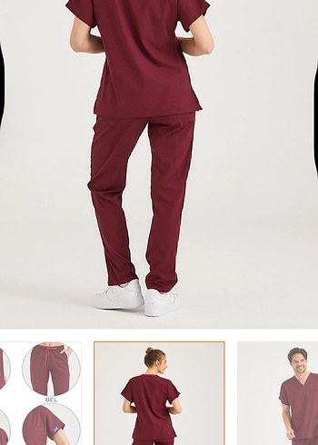 Bordo takım scrubs - Görsel 2