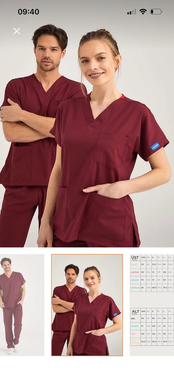 Bordo takım scrubs - Görsel 3