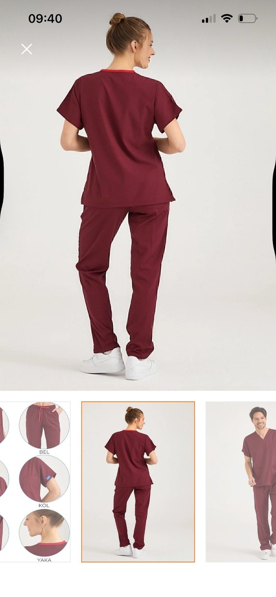 Bordo takım scrubs - Görsel 2