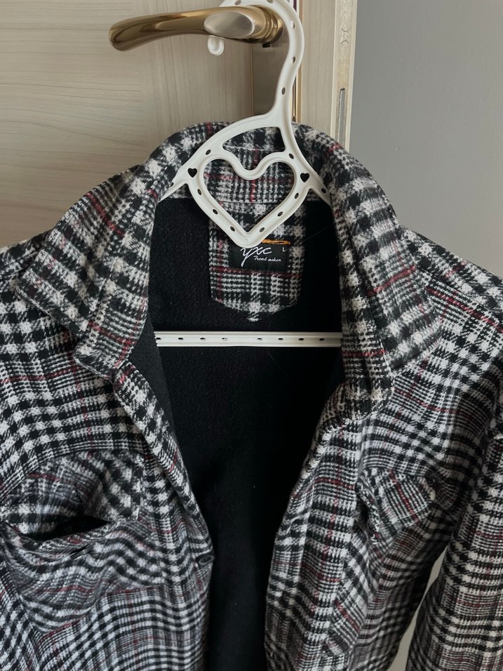 Gri Ekoseli Düğmeli Kadın Gömlek - Görsel 2