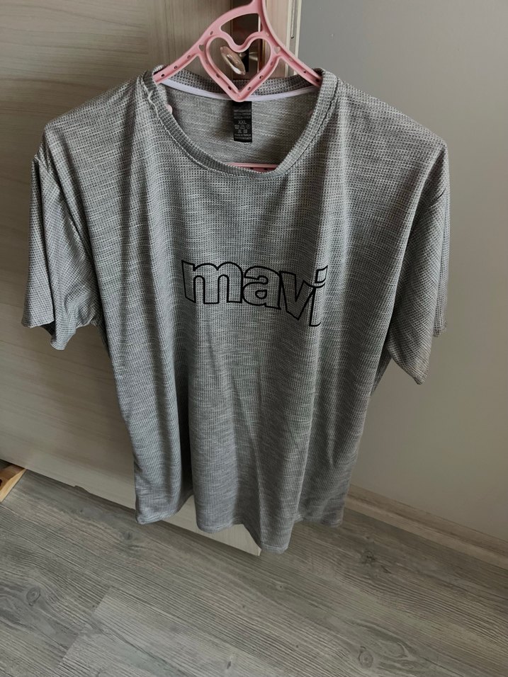 Gri Mavi Baskılı Erkek Tişört - Görsel 2