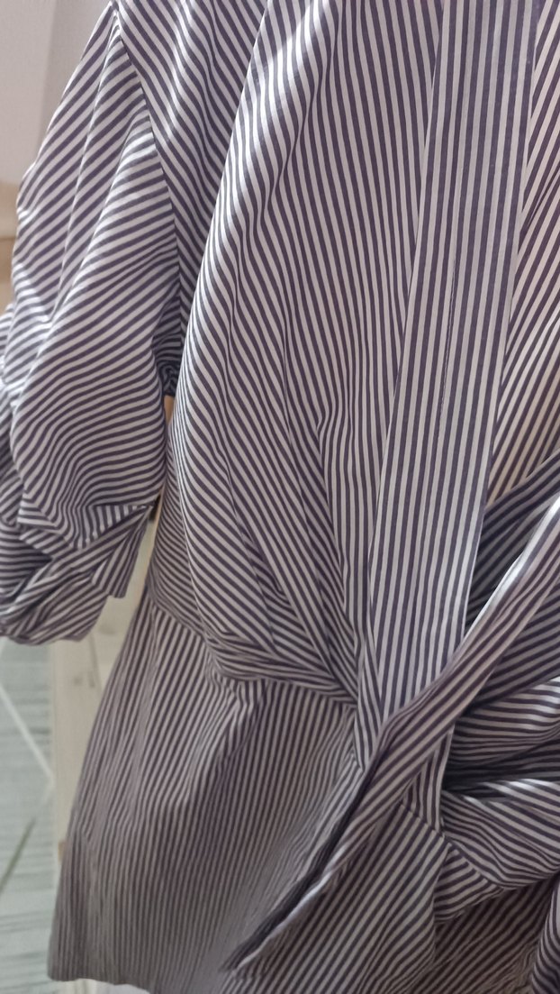 Gri Çizgili Midi Kadın Elbise - Görsel 5