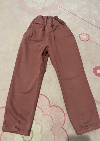 Kız Çocuk Pastel gül kurusu rengi lastikli Pantolon