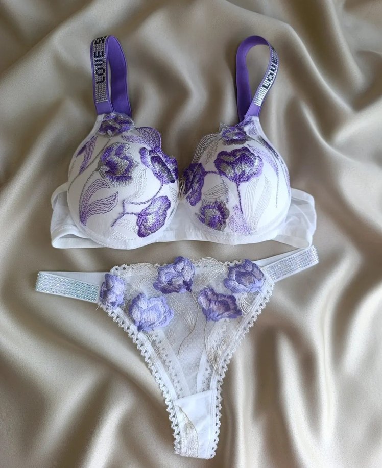 Nakışlı Mor Bohem Sütyen Takımı - Görsel 3