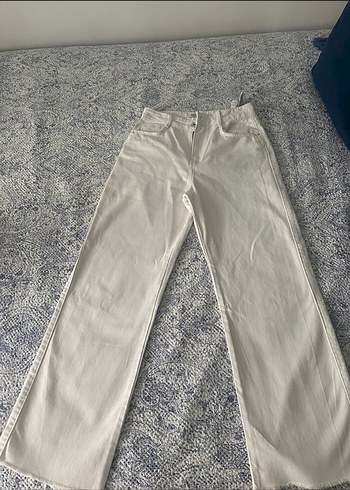 Beyaz Zara wide leg Kadın Kot Pantolon