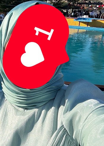 42 Beden Uzun Su Yeşili Drapeli Tesettür Abiye