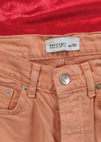 32 Beden Pembe Midi Kadın Jean Pantolon