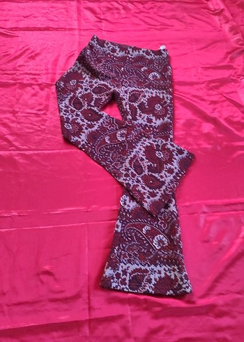 Koton Bordo Dantel Detaylı Bohem İspanyol Paça Pantolon