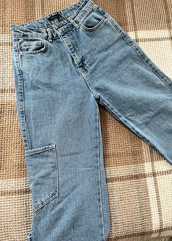 Düz Kesim Gri Mavi Kot Pantolon - Görsel 2