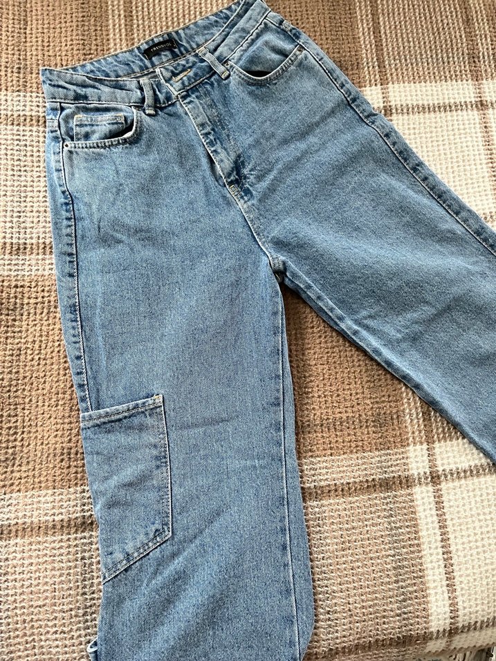 Düz Kesim Gri Mavi Kot Pantolon - Görsel 2