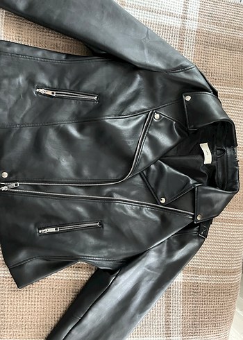 Siyah Deri Biker Ceket - Görsel 2