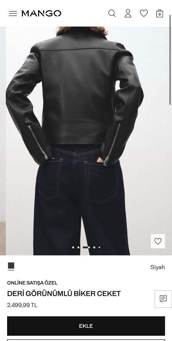 Siyah Deri Biker Ceket - Görsel 4