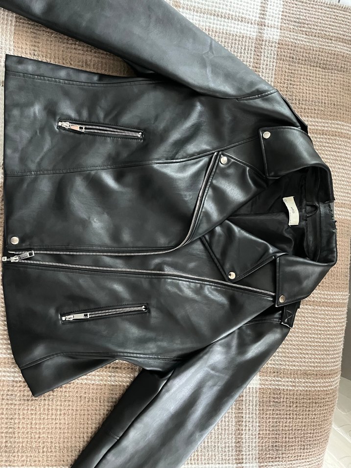 Siyah Deri Biker Ceket - Görsel 2