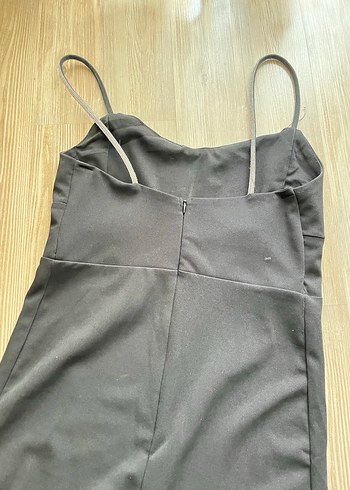 Siyah Midi İnce Askılı Kadın Elbise - Görsel 3