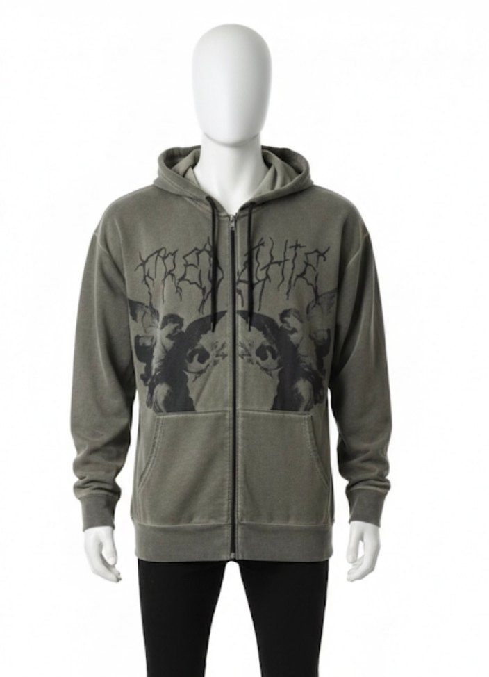 Vintage y2k Kapüşonlu Fermuarlı Sweatshirt - Görsel 3