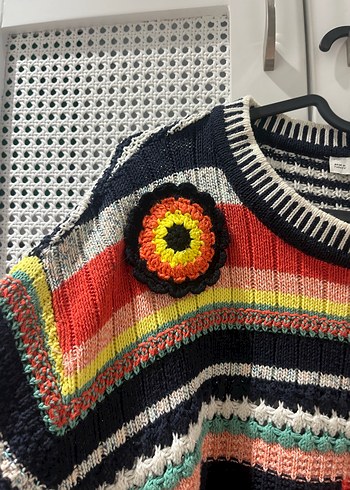 Zara Renkli Desenli Örgü Kadın Kazak - Görsel 4